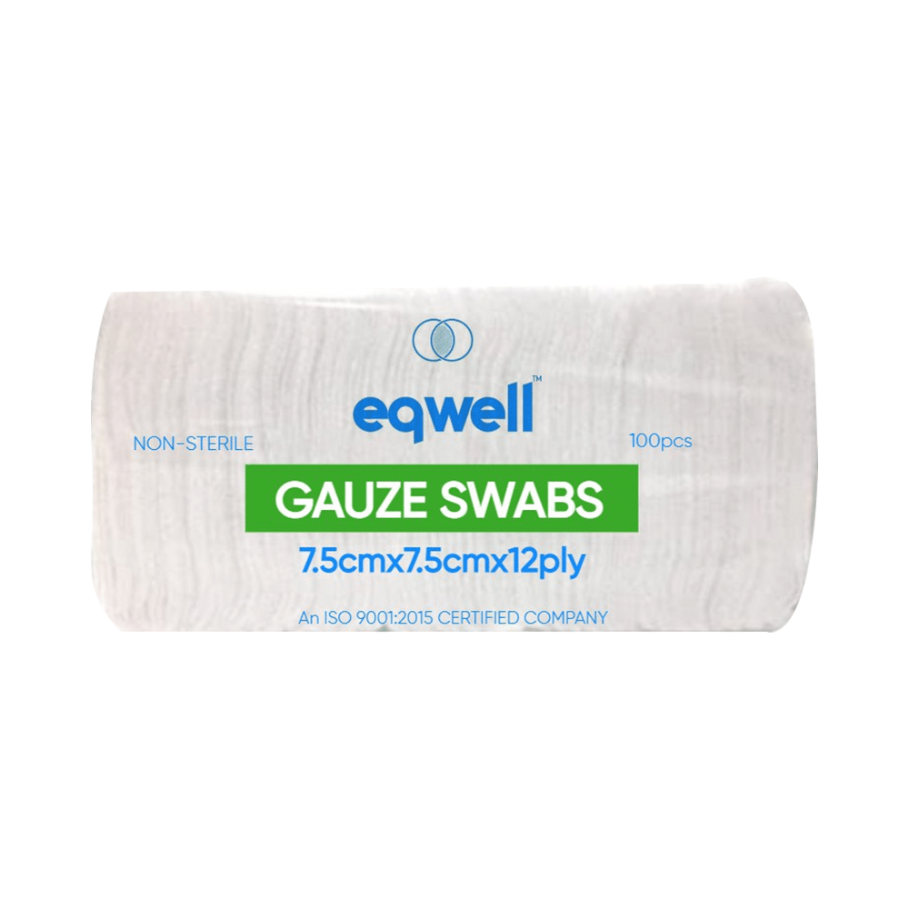 Eqwell Non-Sterile Gauze Swabs 7.5cm x7.5cm x 12ply