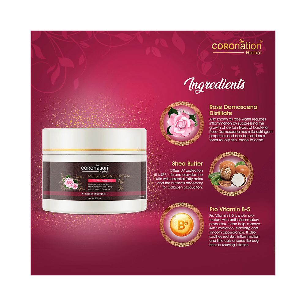 Coronation Herbal Pink Rose Moisturising Cream (200ml Each) - Image 2
