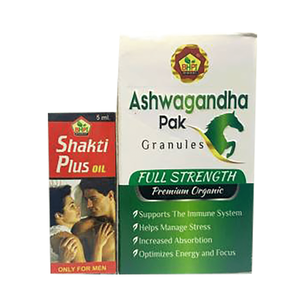 BHPI Bharat Combo Pack of 2 Pack Aswagandha Pak Granule (100gm Each) with Shakti Plus Oil 5ml