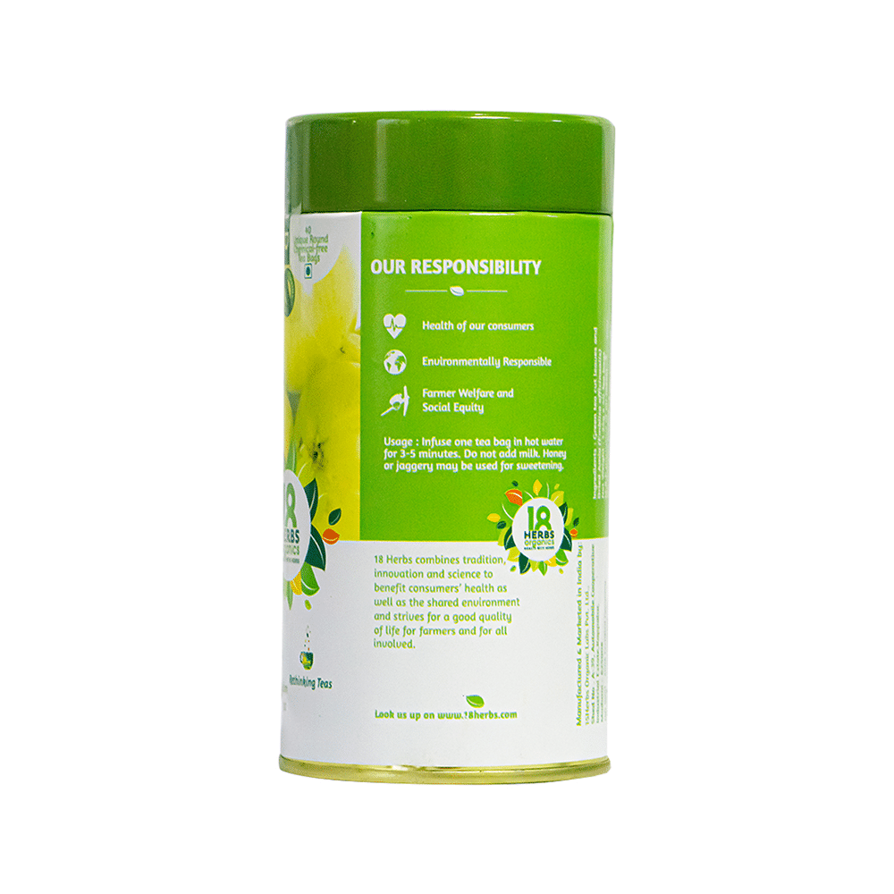 18 Herbs Organics Green Tea Bag (1.25gm Each) with Amla - Image 2