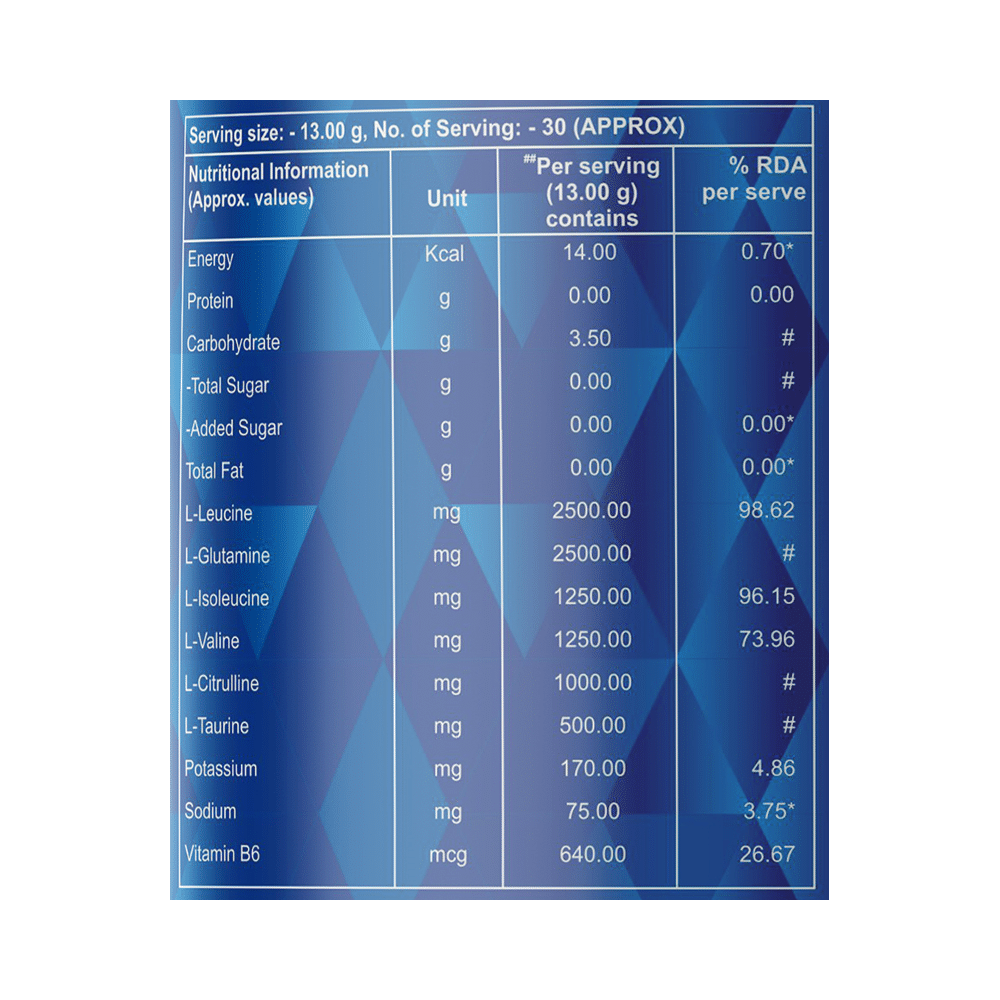 Vogue Wellness BCAA Powder (400gm Each) Blue Raspberry - Image 2