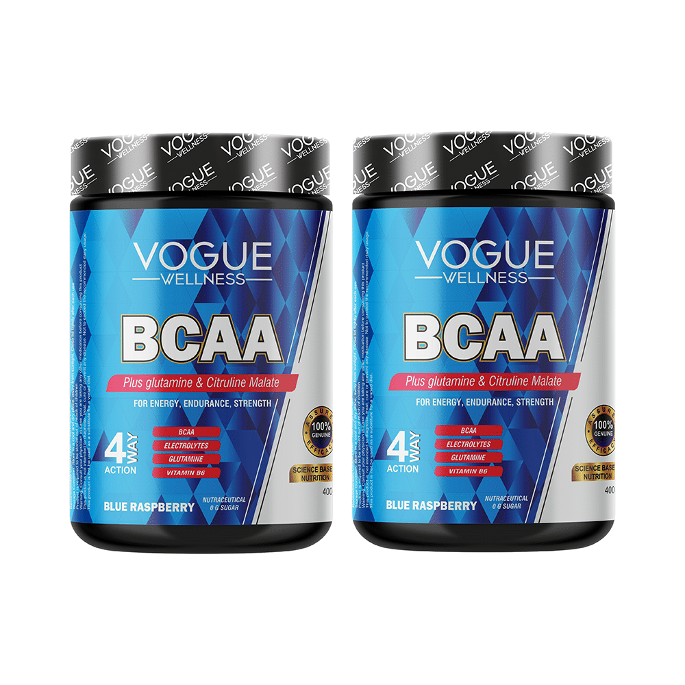 Vogue Wellness BCAA Powder (400gm Each) Blue Raspberry - Image 1