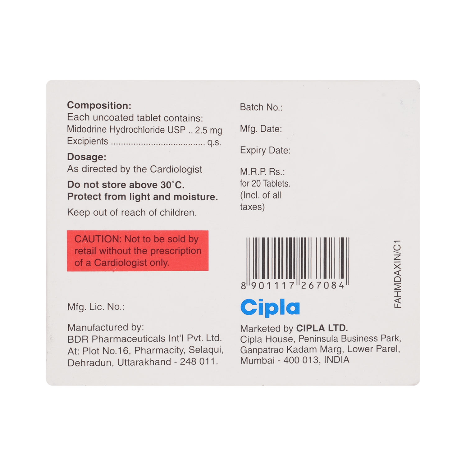 Cipmido 2.5mg Tablet - Image 3