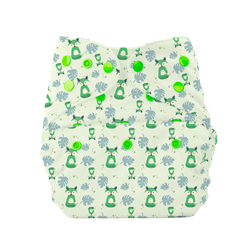 Bumberry Adjustable Reusable Cloth Diaper Cover with 2 Wet Free Insert For Babies Fuzzy Fox - Image 2