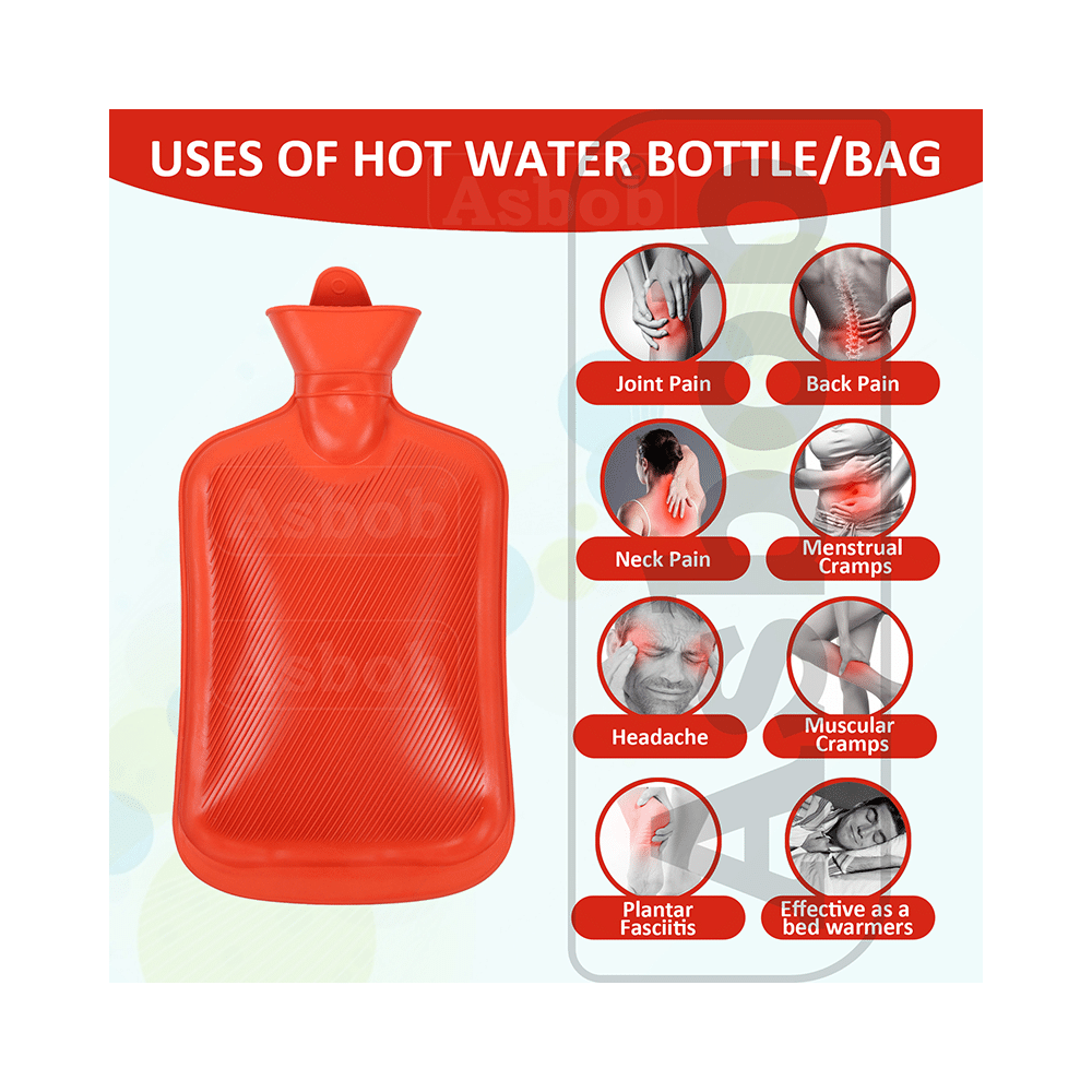 Asbob Healthcare Healthcare Hot Water Bottle, Hot Water Bag for Pain Relief and Cramps Red - Image 5