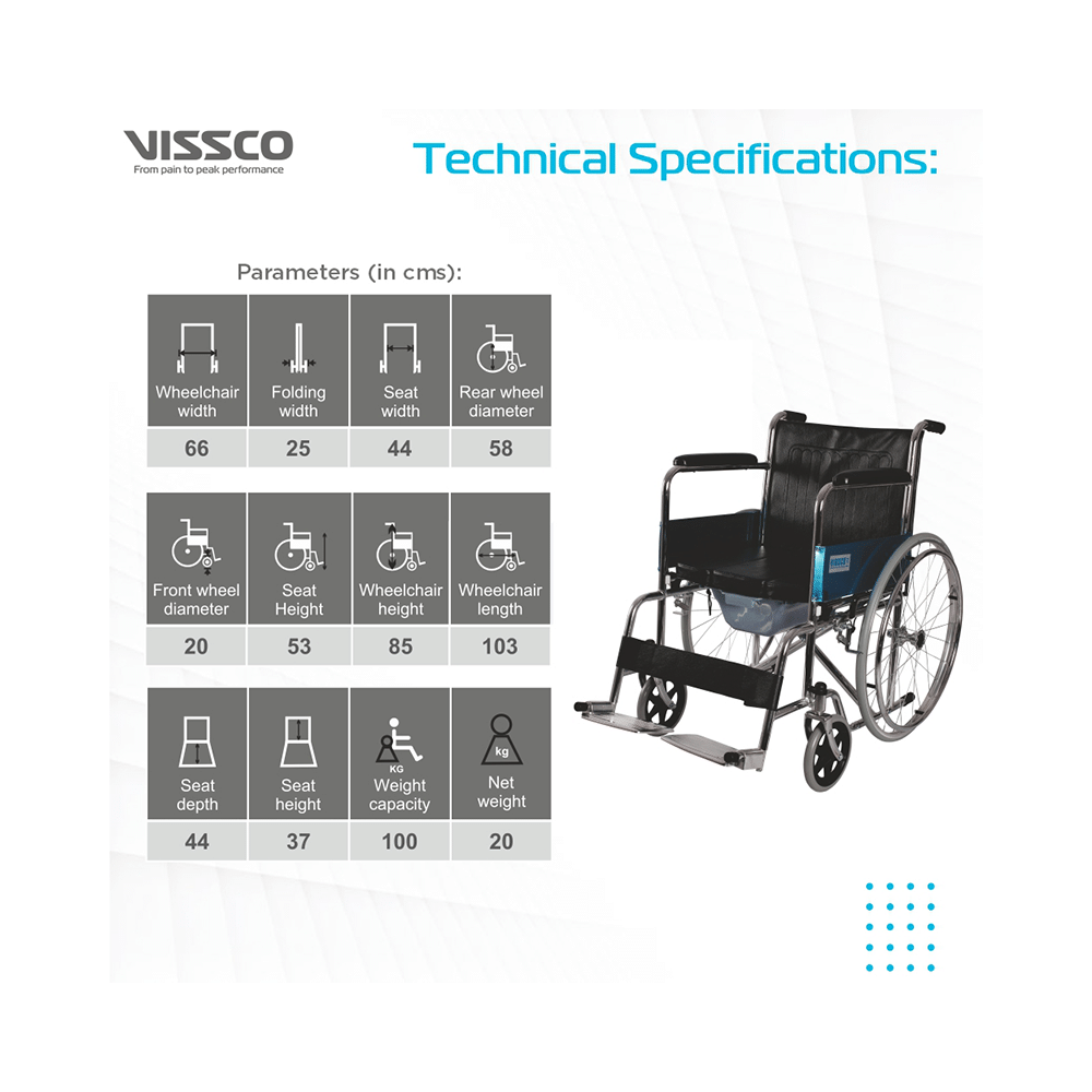 Vissco 9979 Comfort Lite Wheelchair with Commode Universal - Image 3