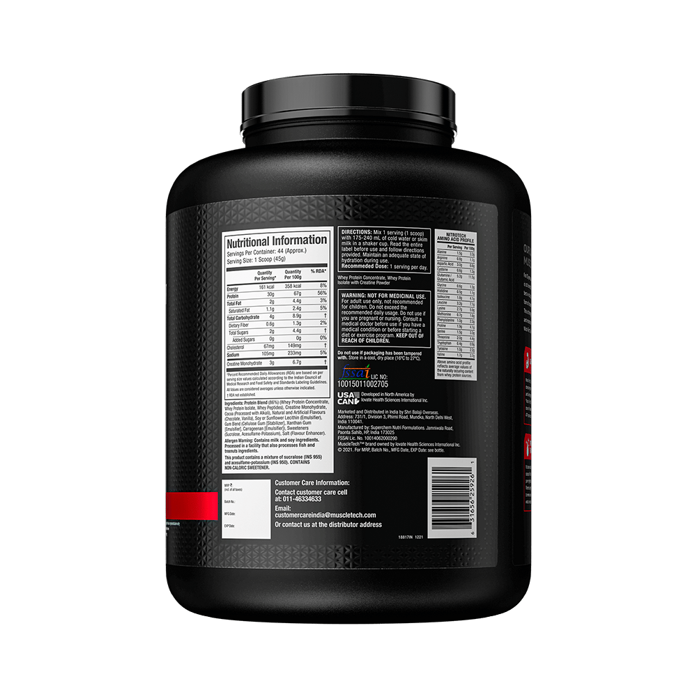 Muscletech Nitro Tech Whey Protein for Muscle Recovery | Flavour Powder Milk Chocolate - Image 2