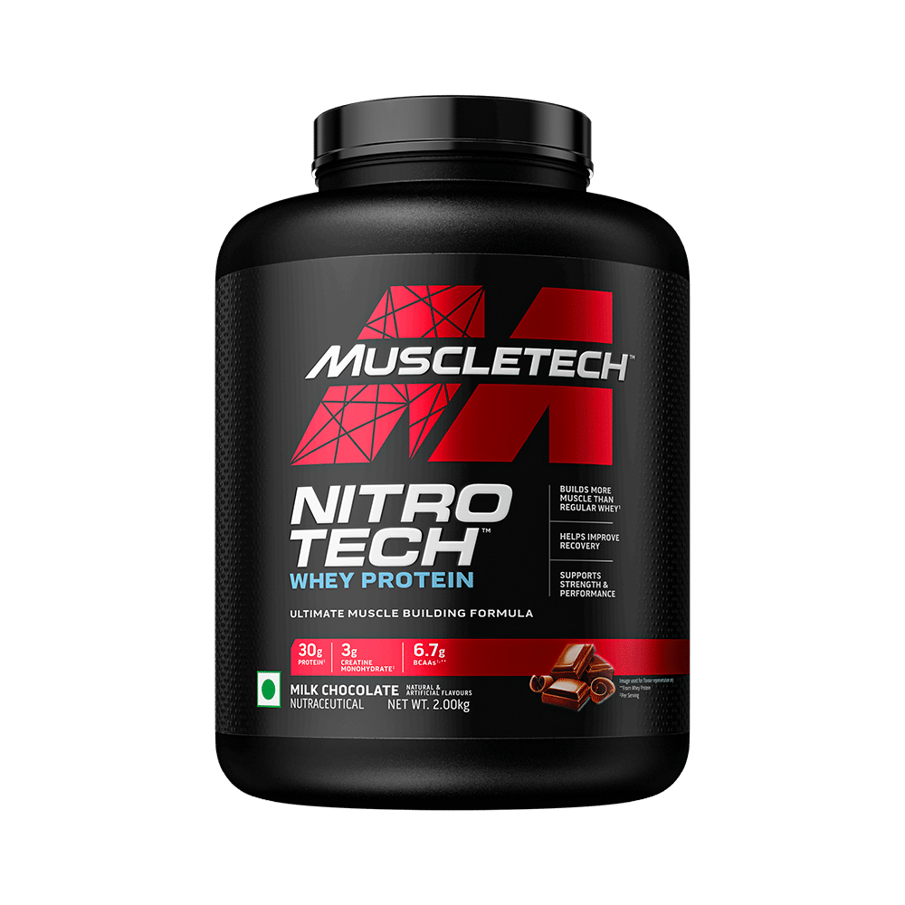 Muscletech Nitro Tech Whey Protein for Muscle Recovery | Flavour Powder Milk Chocolate