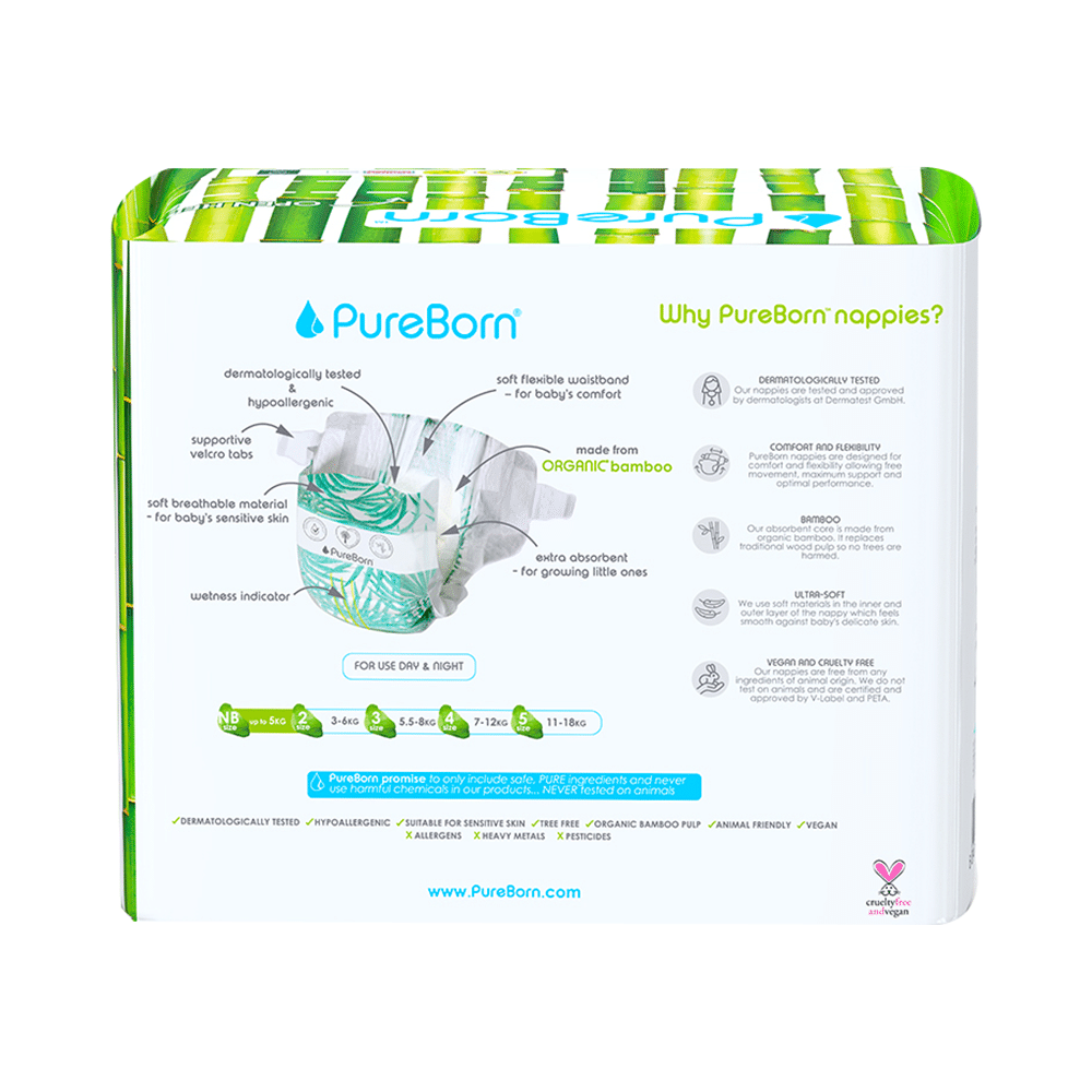 PureBorn Organic Bamboo Nappies | NB - Image 2