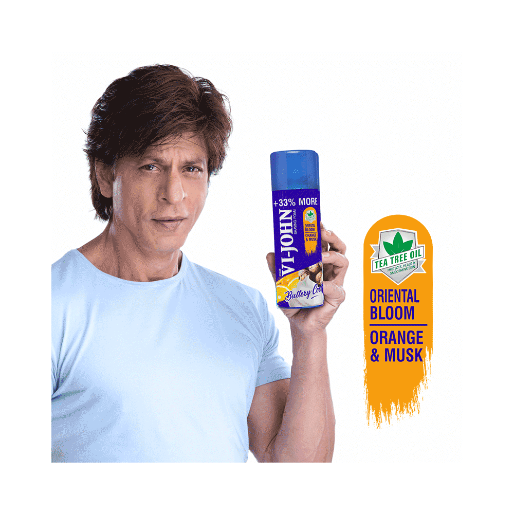 Vi-John Combo Pack of Buttery Cool Tea Tree Oil Shaving Foam (400gm) & Platinum Plated Master Stroke Razor (5) Oriental Bloom Orange & Musk - Image 3