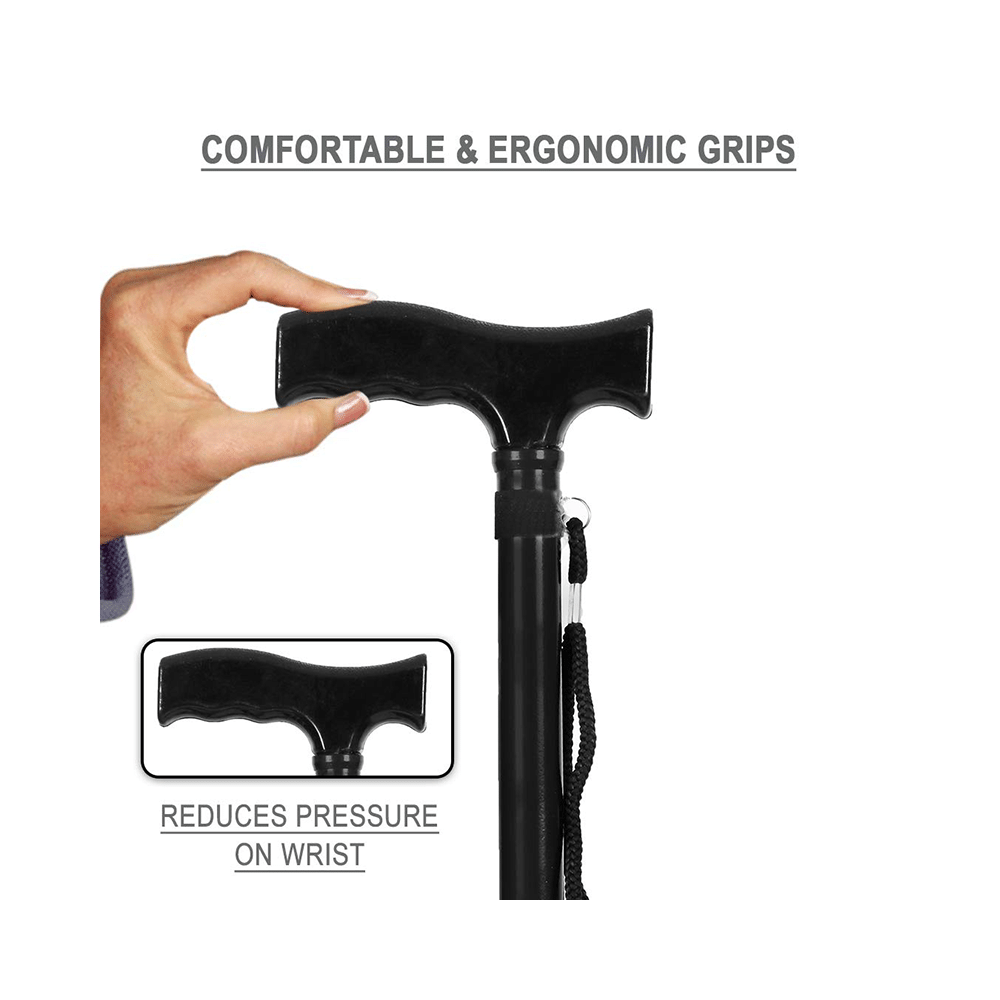 MCP Jindal Height Adjustable Walking Stick Black - Image 5
