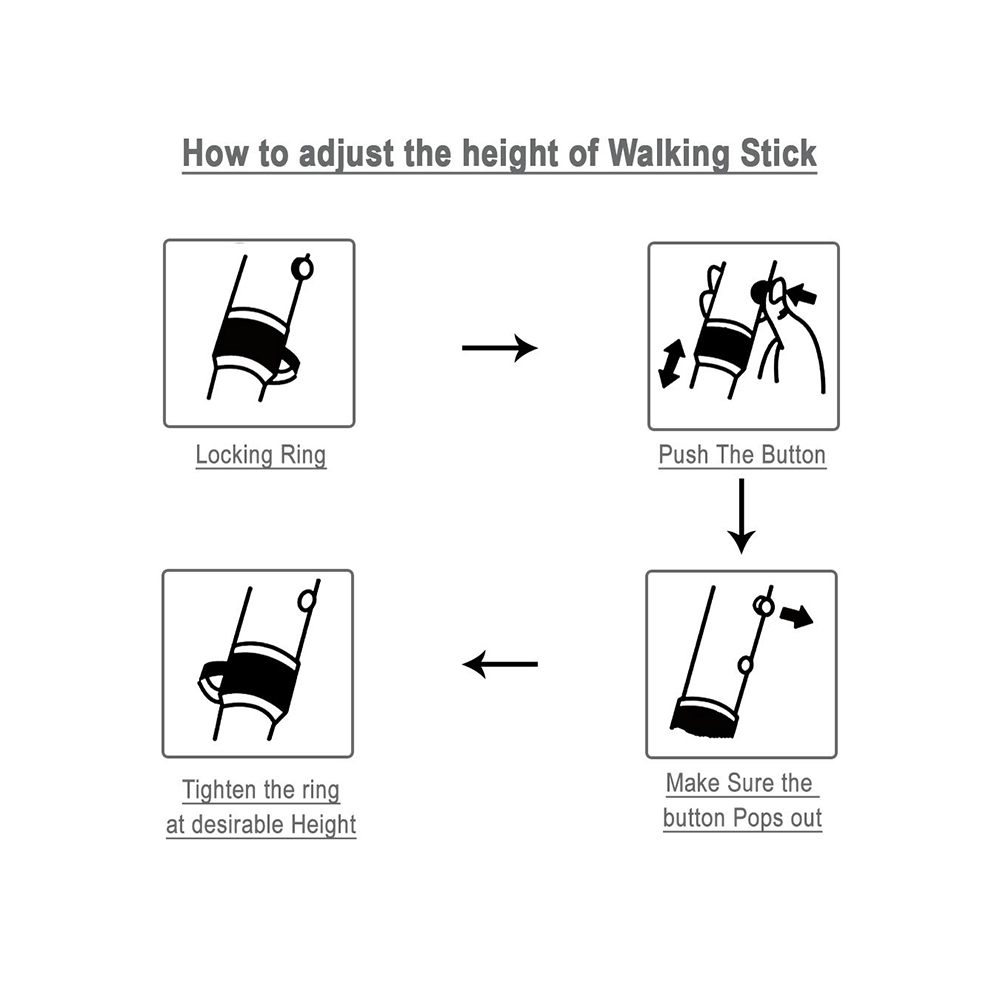 MCP Jindal Height Adjustable Walking Stick Black - Image 3