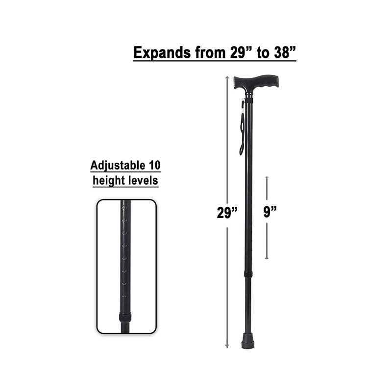 MCP Jindal Height Adjustable Walking Stick Black - Image 4
