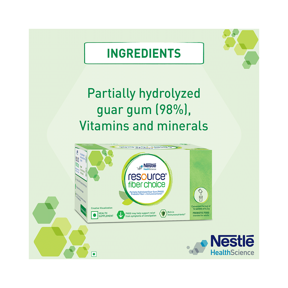 Nestle Resource Fiber Choice, Partially Hydrolyzed Guar Gum (PHGG), Prebiotic Fiber + Immunonutrients (6.2gm Each) - Image 3