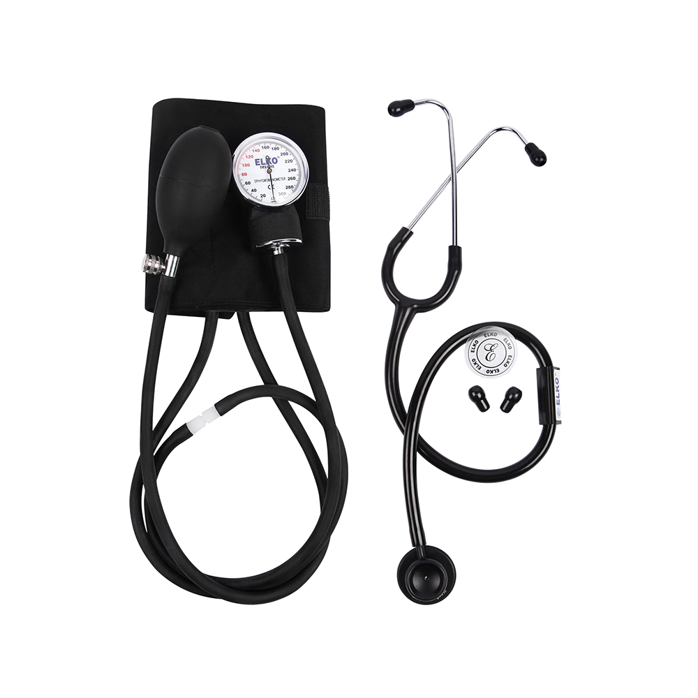Elko EL 410S Dial Type Aneroid Sphygmomanometer Blood Pressure Monitor with Carry Bag and Basic Stethoscope Black - Image 2