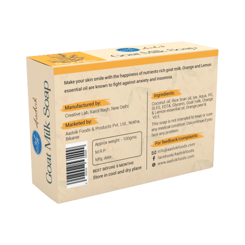 Aadvik Handmade Goat Milk Soap Orange & Lemon - Image 2