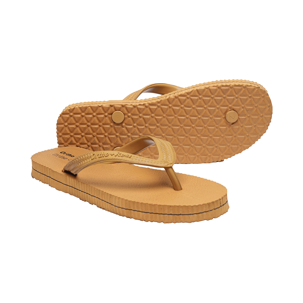 Ortho + Rest Unisex Hawaii Chappal Orthopedic Comfort, Bathroom Rubber Flip-Flops Tan 6 - Image 5