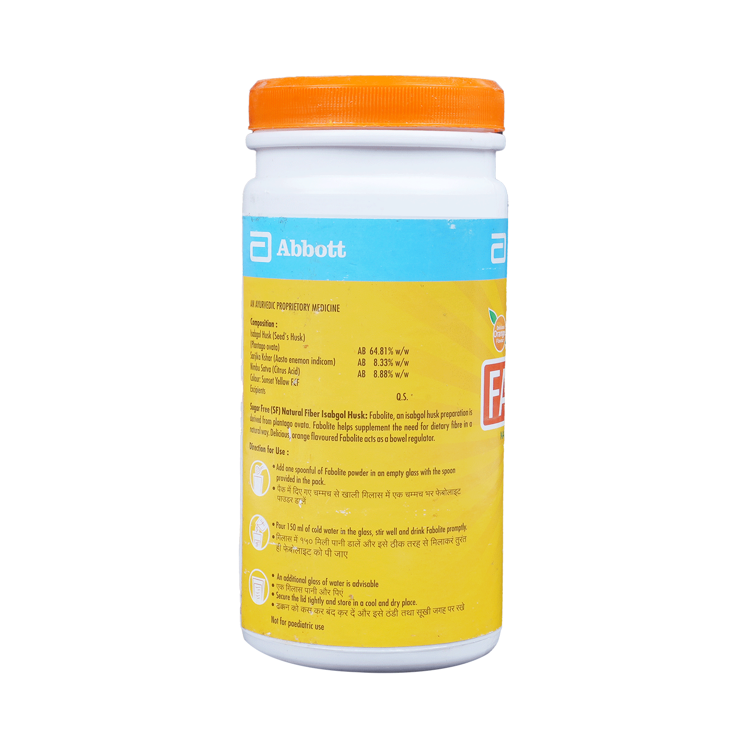 Fabolite Isabgol Husk Powder | Eases Constipation | Sugar-Free | Flavour Orange - Image 2