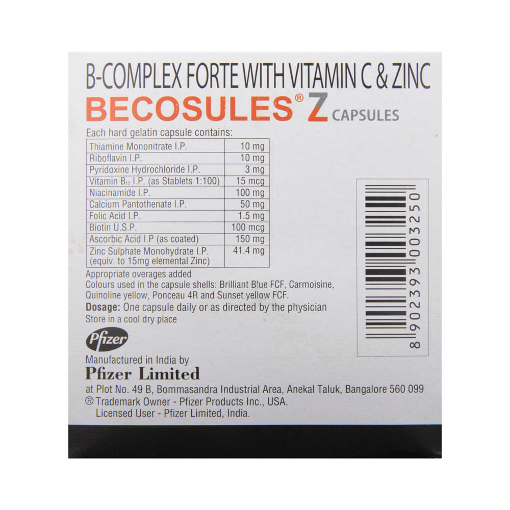 Becosules Z Capsule with Vitamin B Complex, Vitamin C & Zinc - Image 3
