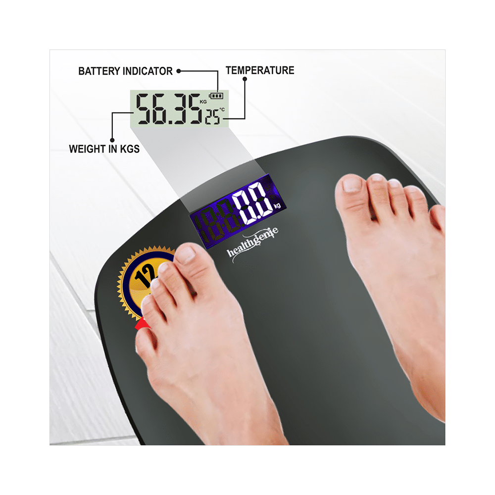 Healthgenie Digital Personal Weighing Scale with Step On Technology and USB Fibre Grey - Image 5