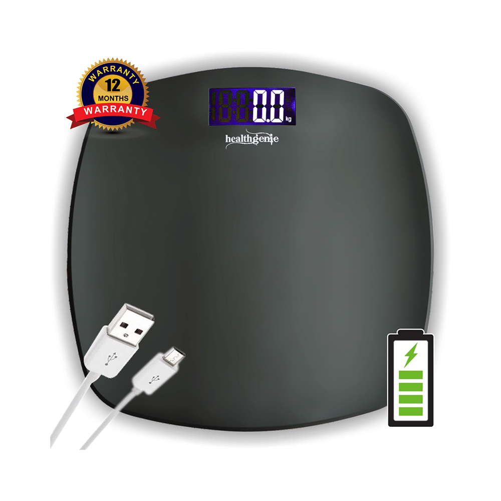 Healthgenie Digital Personal Weighing Scale with Step On Technology and USB Fibre Grey - Image 2