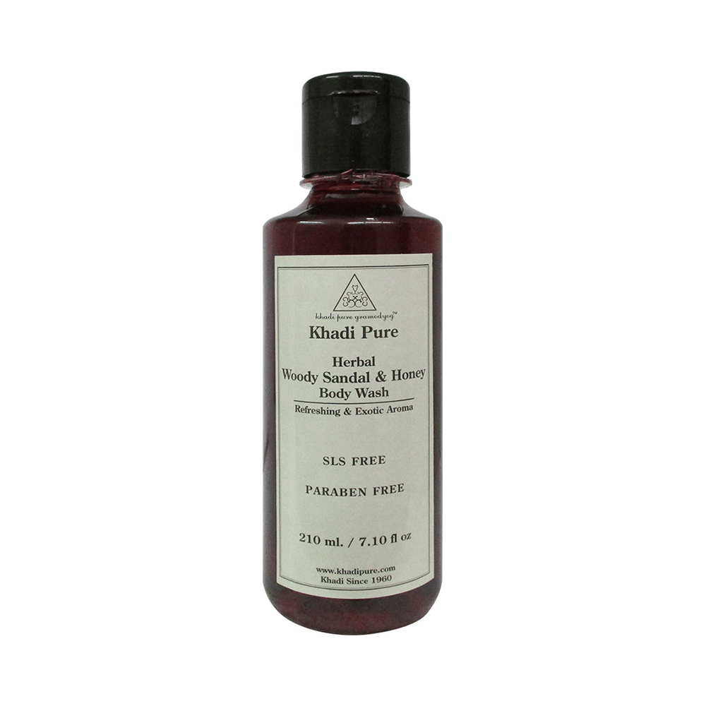 Khadi Pure Herbal Woody Sandal & Honey Body Wash SLS-Paraben Free - Image 1