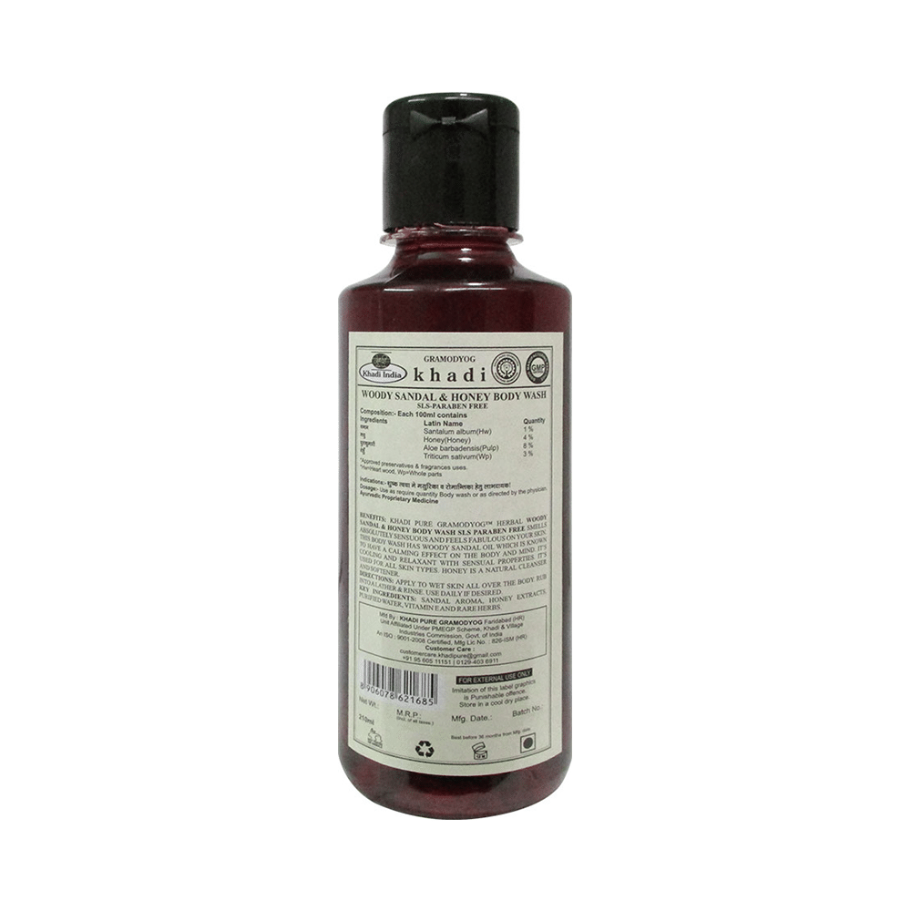 Khadi Pure Herbal Woody Sandal & Honey Body Wash SLS-Paraben Free - Image 2