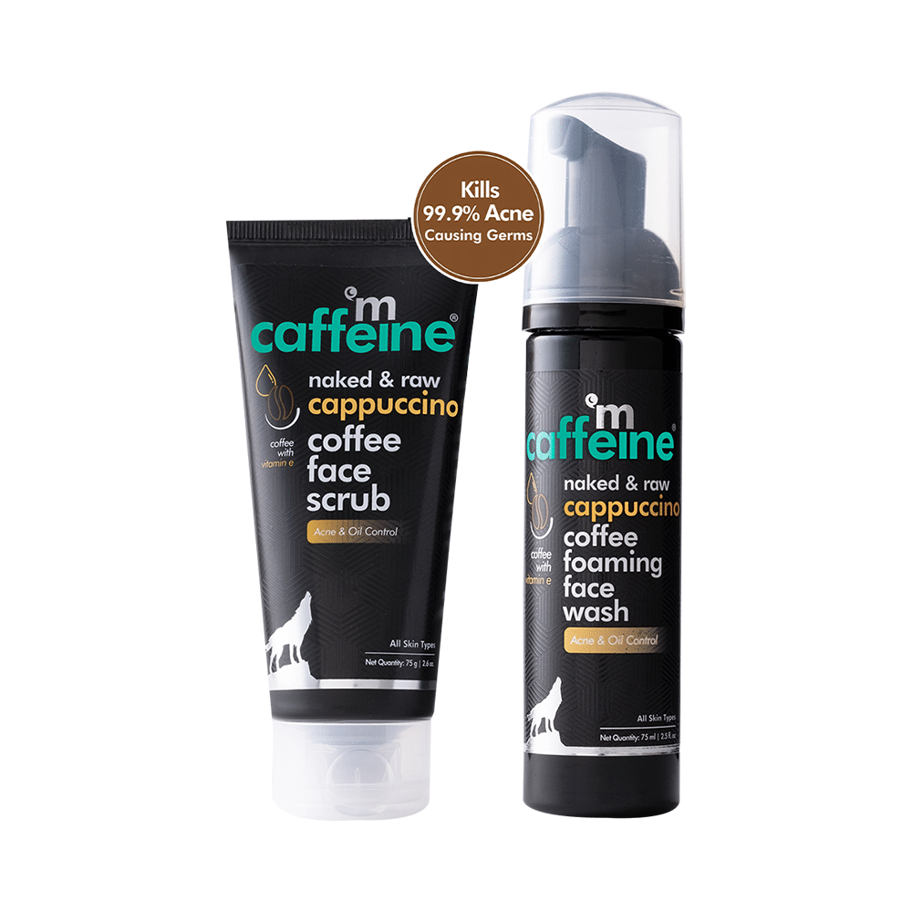 mCaffeine Combo Pack of Cappuccino Coffee Face Scrub (75gm) & Cappuccino Coffee Foaming Face Wash (75ml) - Image 2