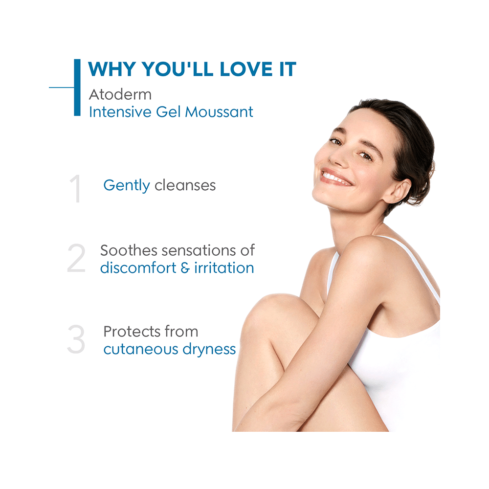 Bioderma Atoderm Intensive Moussant Face and Body Gel Wash | Paraben, Alcohol, Steroid, Colour & Fragrance-Free | Derma Care | For Very Dry, Irritated to Atopic Sensitive Skin - Image 3
