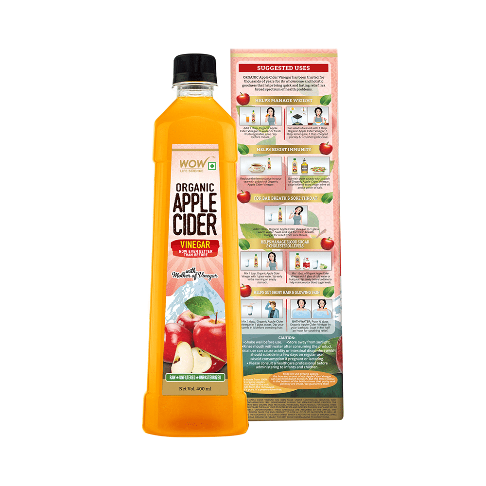 WOW Life Science Organic Apple Cider Vinegar ACV with The Mother | Raw, Unfiltered & Unpasteurized - Image 2