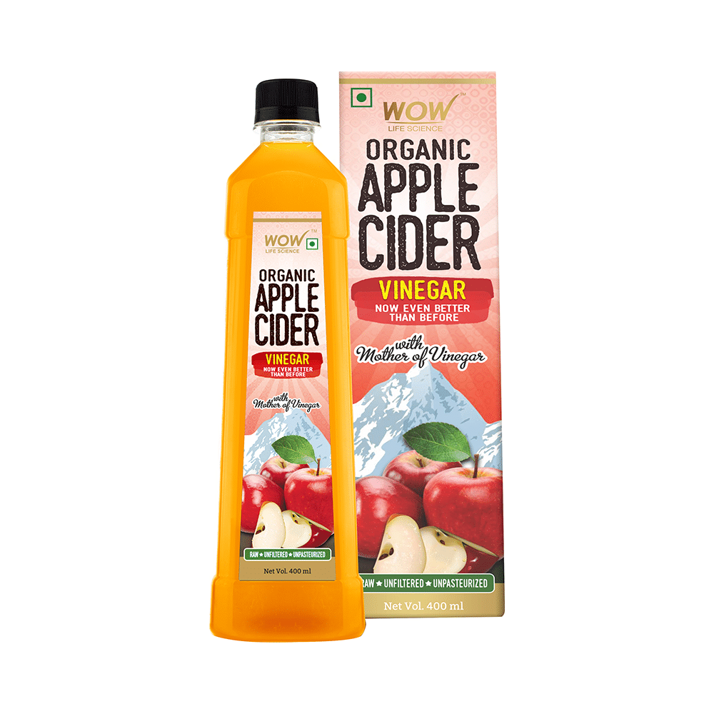 WOW Life Science Organic Apple Cider Vinegar ACV with The Mother | Raw, Unfiltered & Unpasteurized