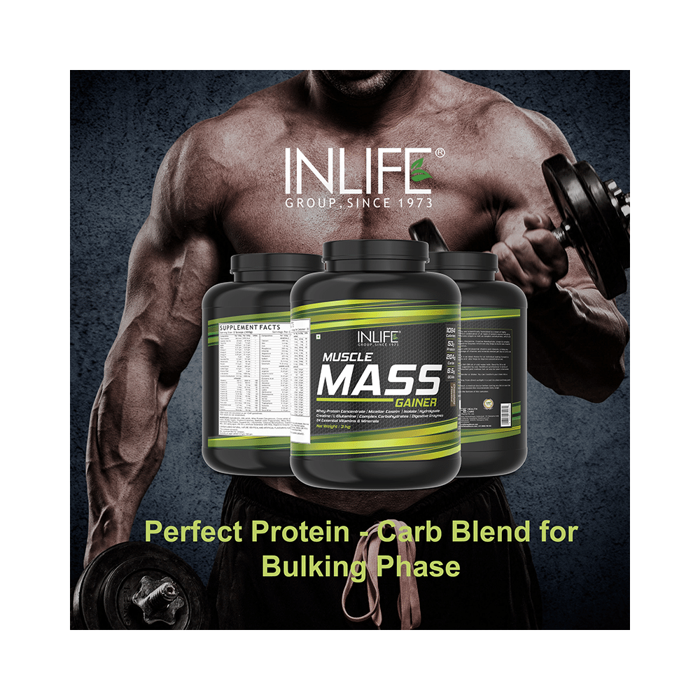 Inlife Muscle Mass Gainer Protein Powder with Whey Protein Chocolate - Image 8