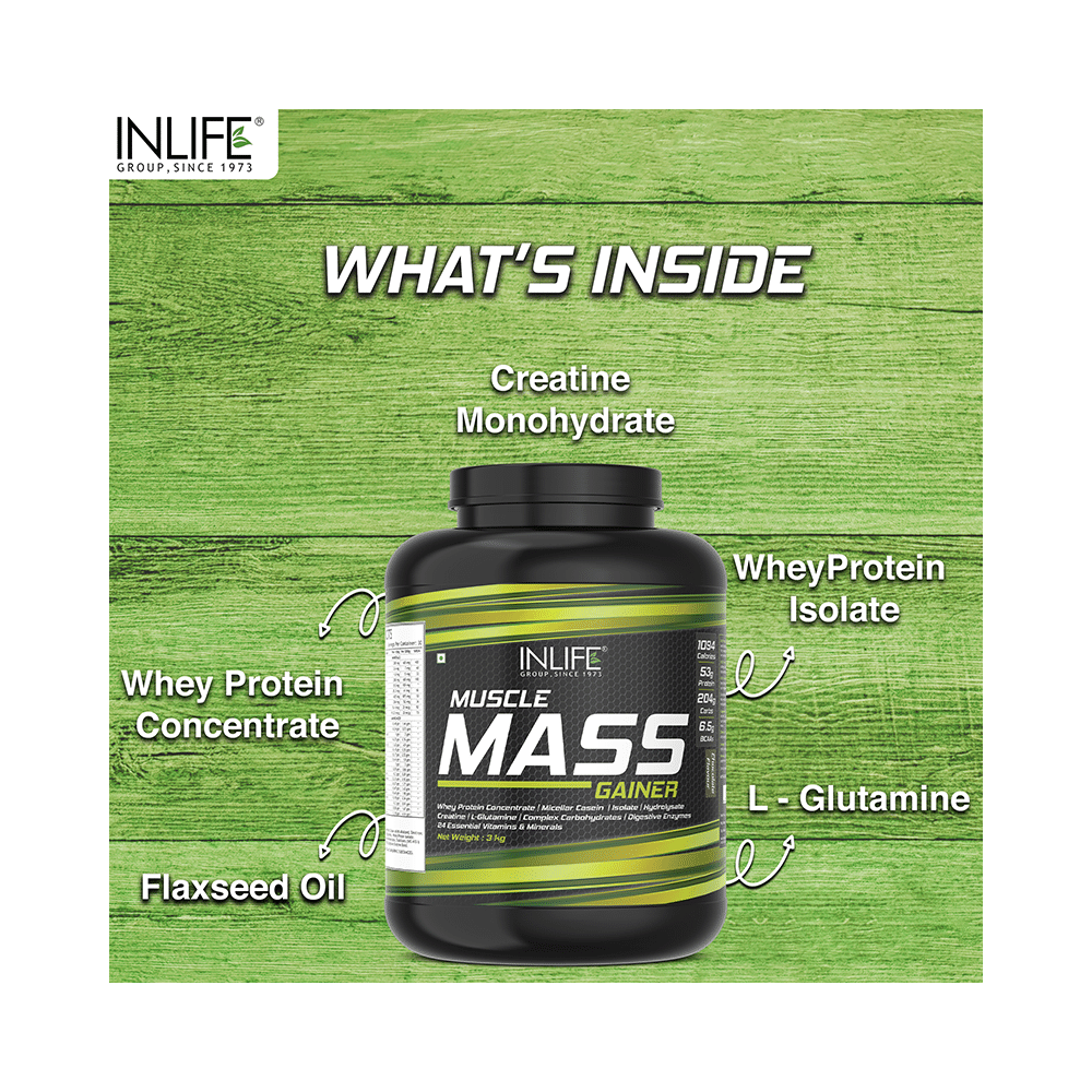 Inlife Muscle Mass Gainer Protein Powder with Whey Protein Chocolate - Image 4