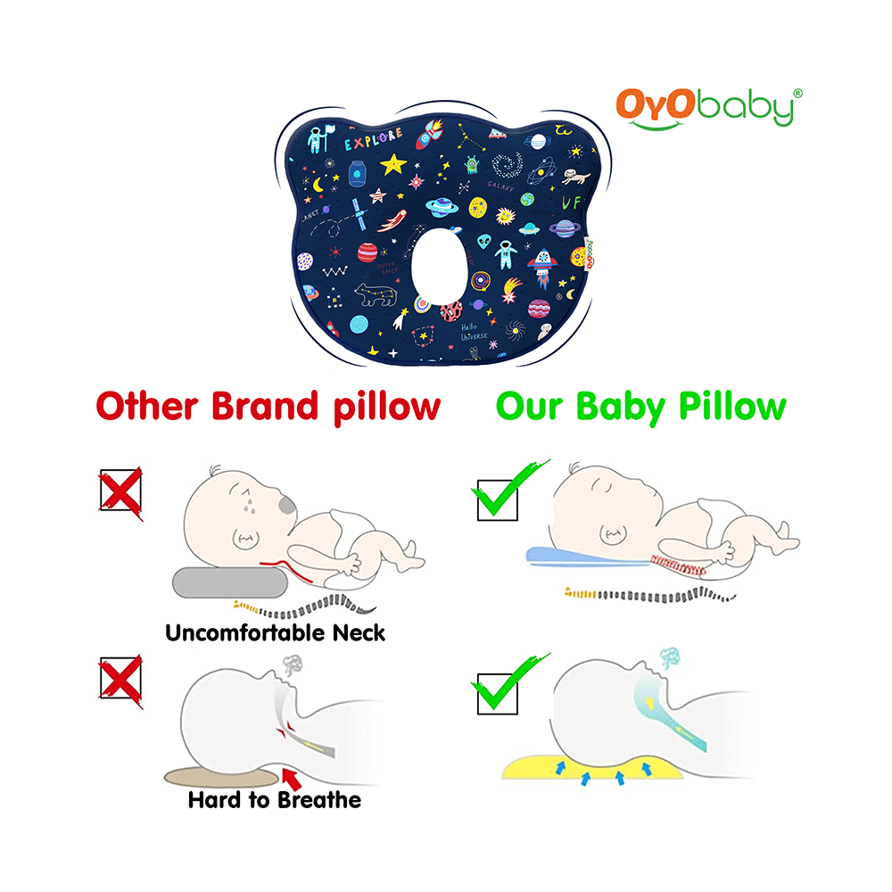 Oyo Baby Memory Foam Baby Head Shaping Pillow Sky Print - Image 3