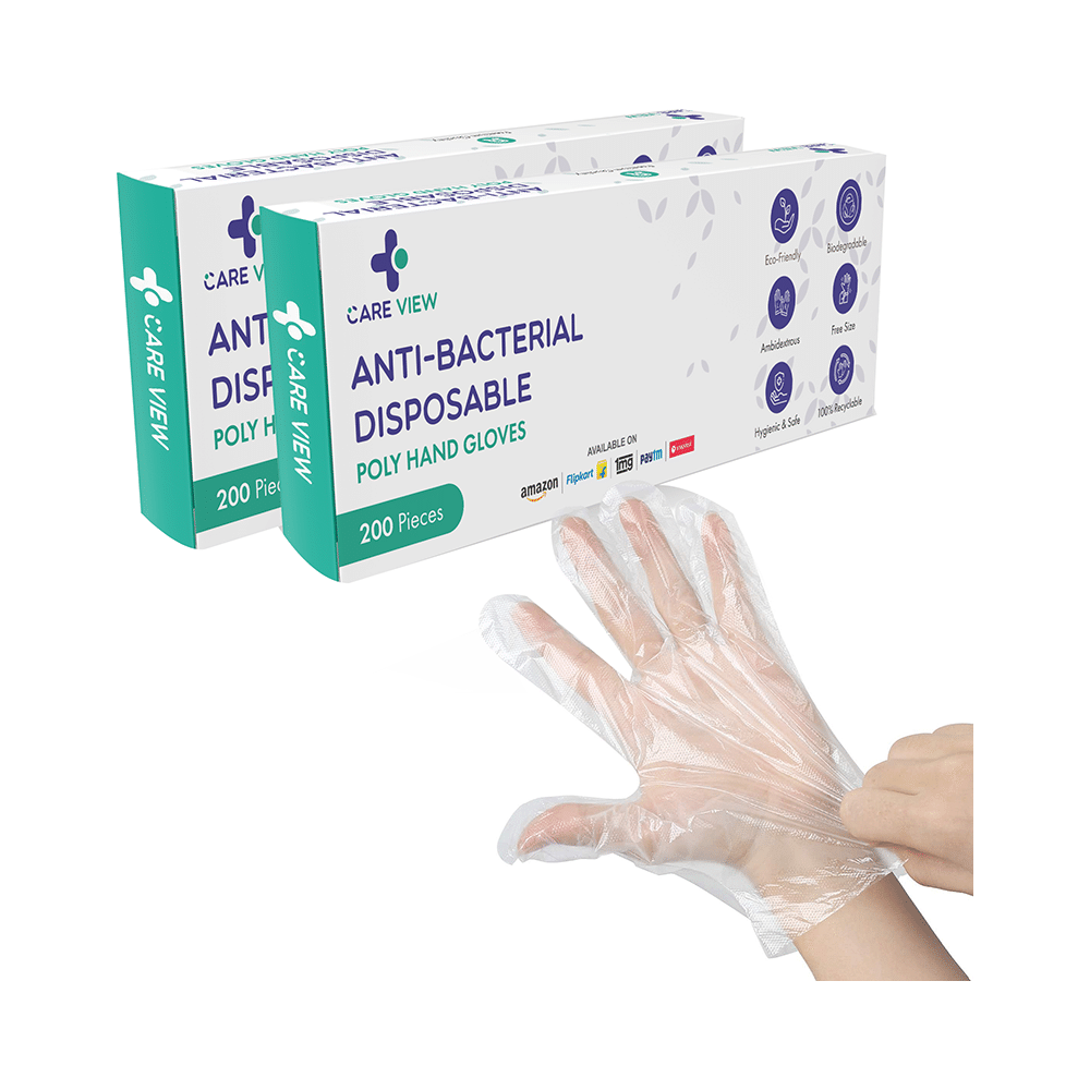 Care View Anti-Bacterial Disposable Poly Hand Glove (200 Each) - Image 1
