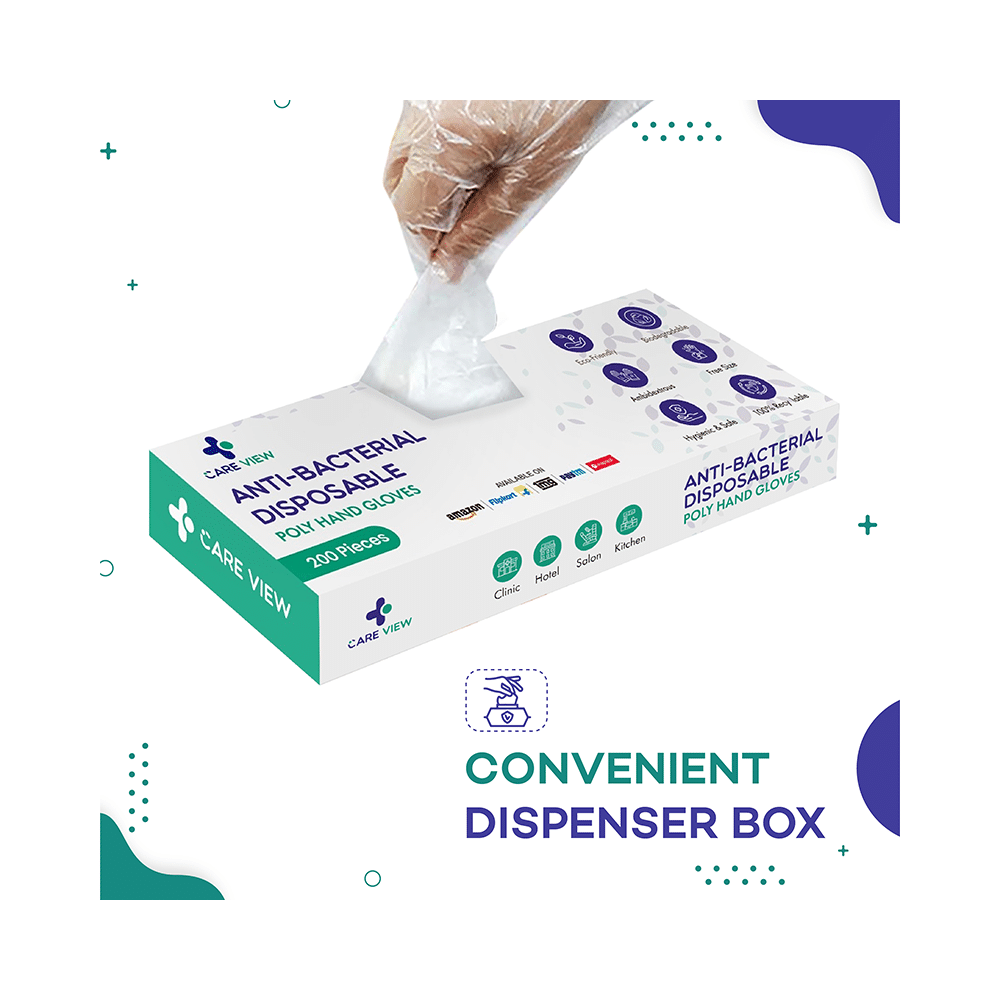 Care View Anti-Bacterial Disposable Poly Hand Glove (200 Each) - Image 2