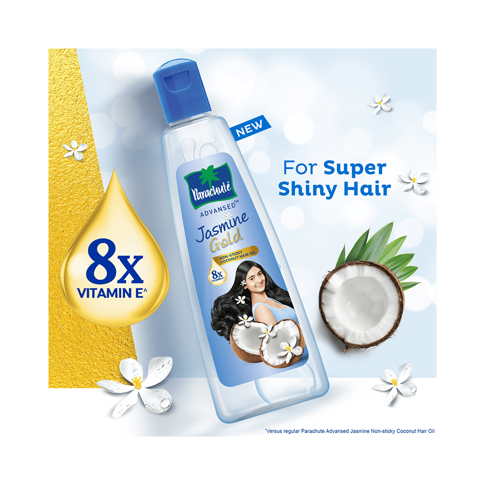 Parachute Advansed Jasmine Gold Hair Oil with 8x Vitamin E | For Strong & Shiny Hair | Non-Sticky - Image 7