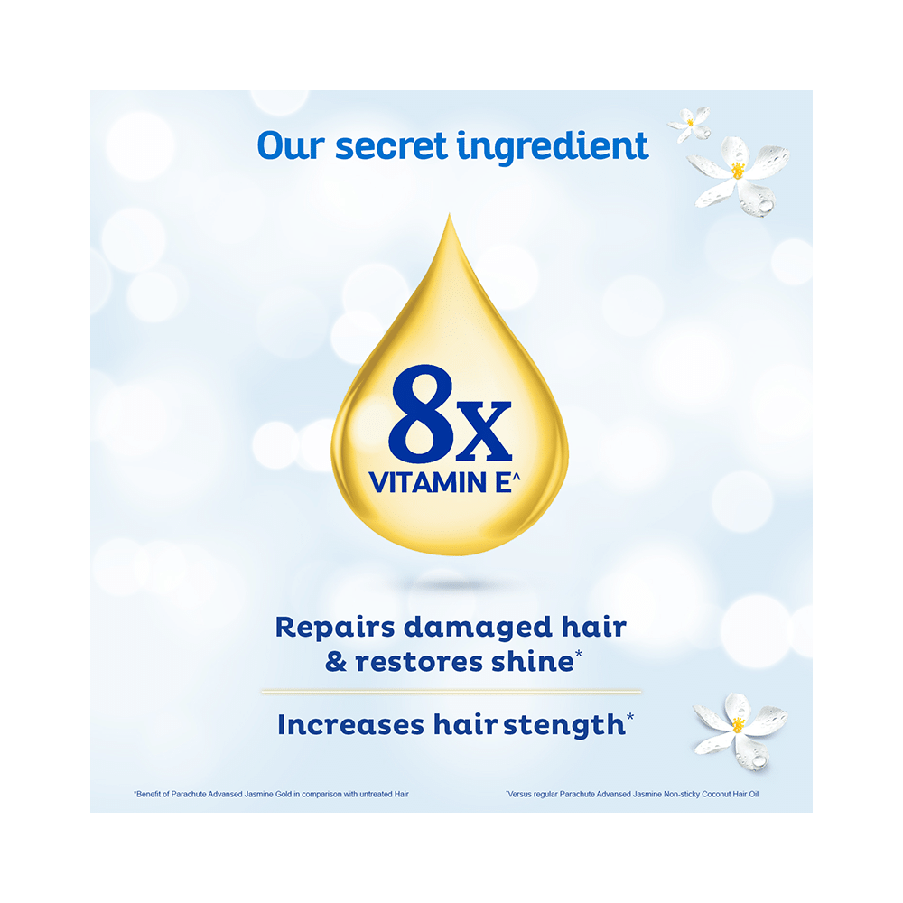 Parachute Advansed Jasmine Gold Hair Oil with 8x Vitamin E | For Strong & Shiny Hair | Non-Sticky - Image 5