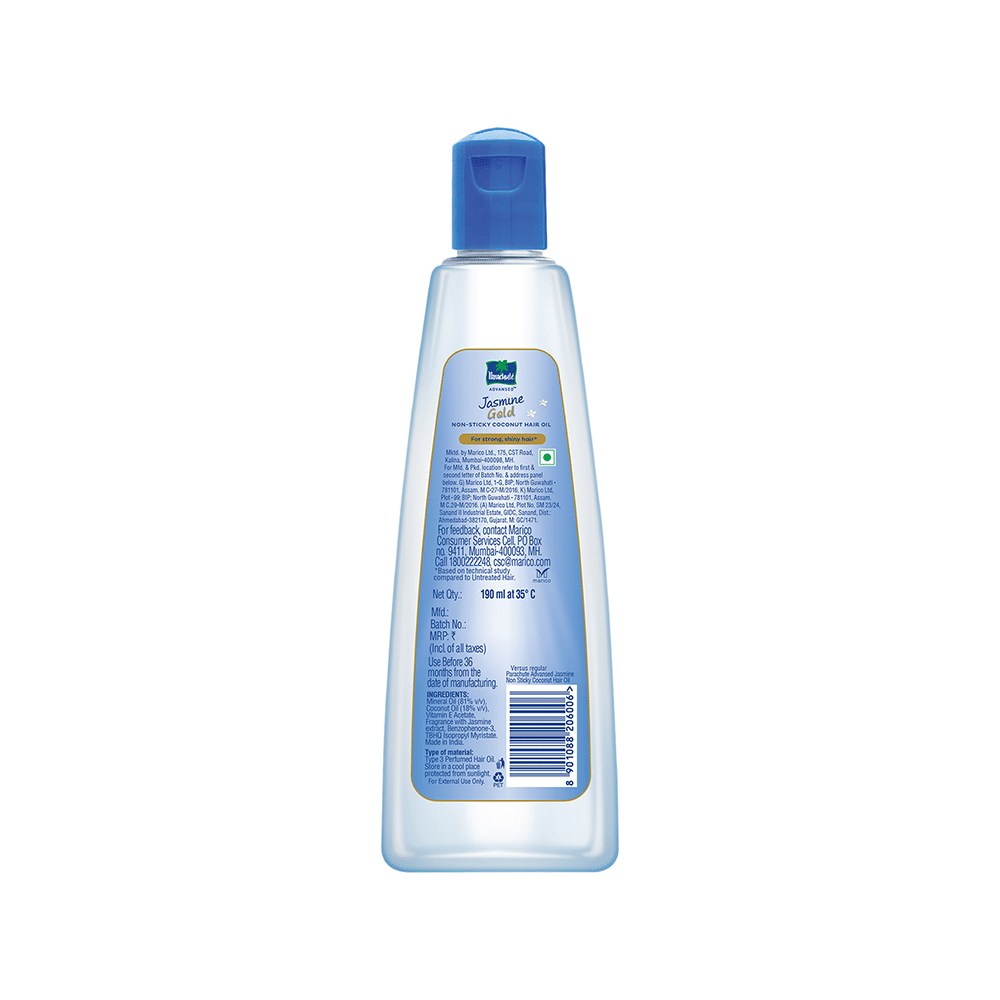 Parachute Advansed Jasmine Gold Hair Oil with 8x Vitamin E | For Strong & Shiny Hair | Non-Sticky - Image 2