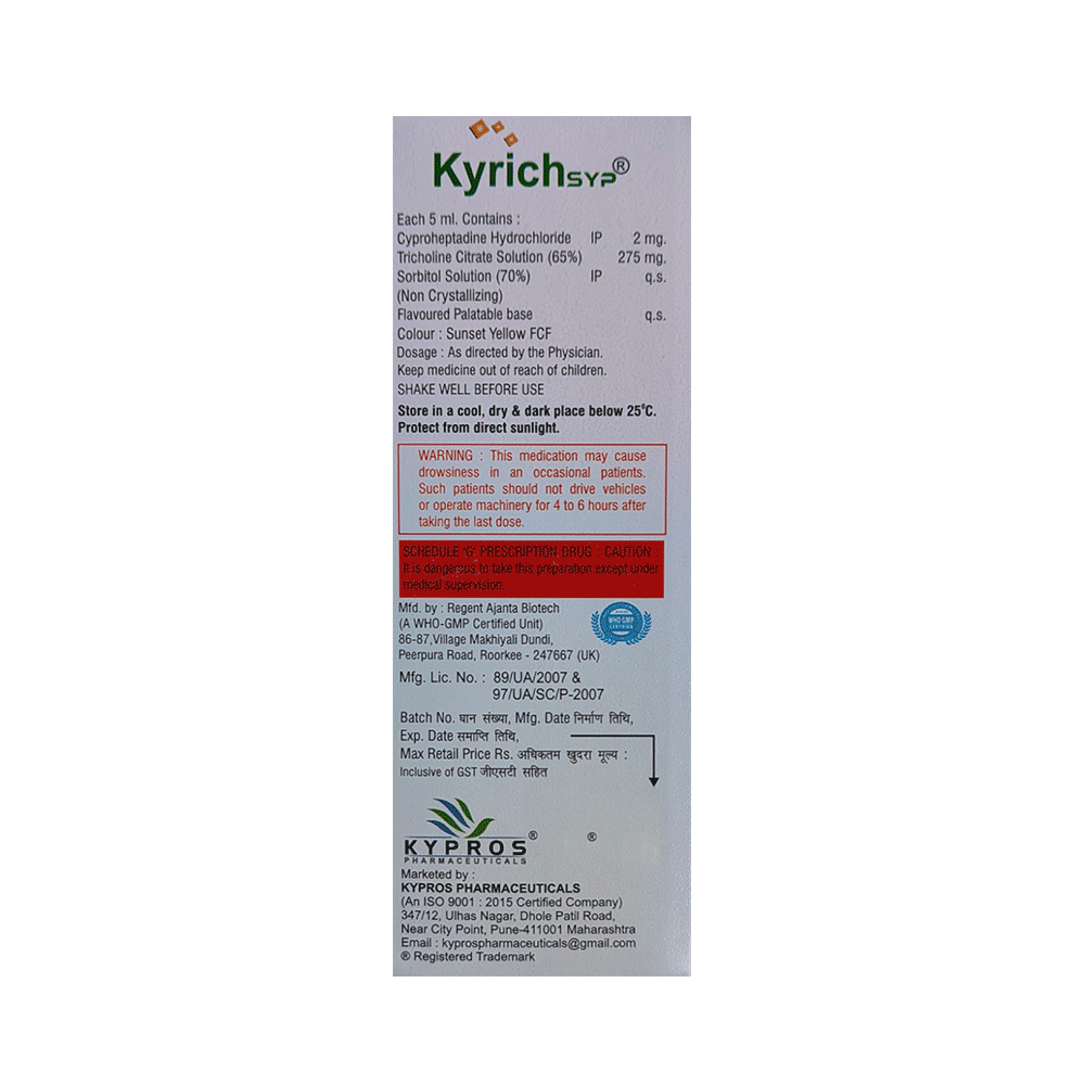 Kyrich Syrup Orange Sugar Free - Image 2