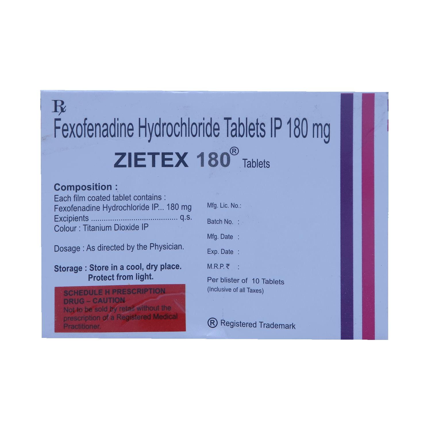 Zietex 180mg Tablet - Image 3