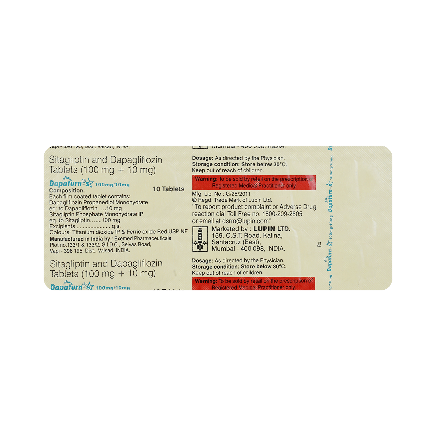 Dapaturn-S 10mg/100mg Tablet - Image 6