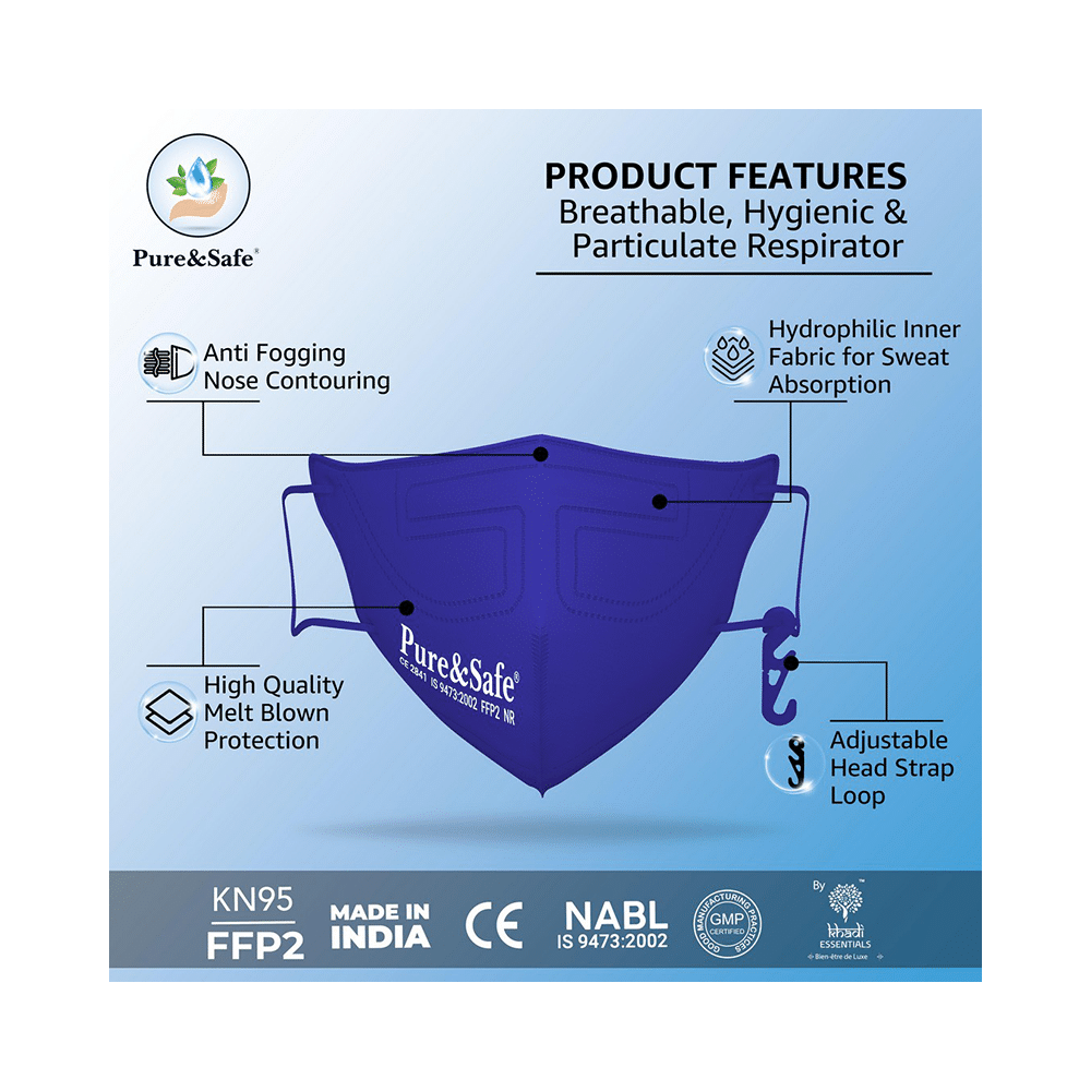 Pure & Safe Fusion Flo 5 Layer Filteration N95 Mask Blue - Image 3