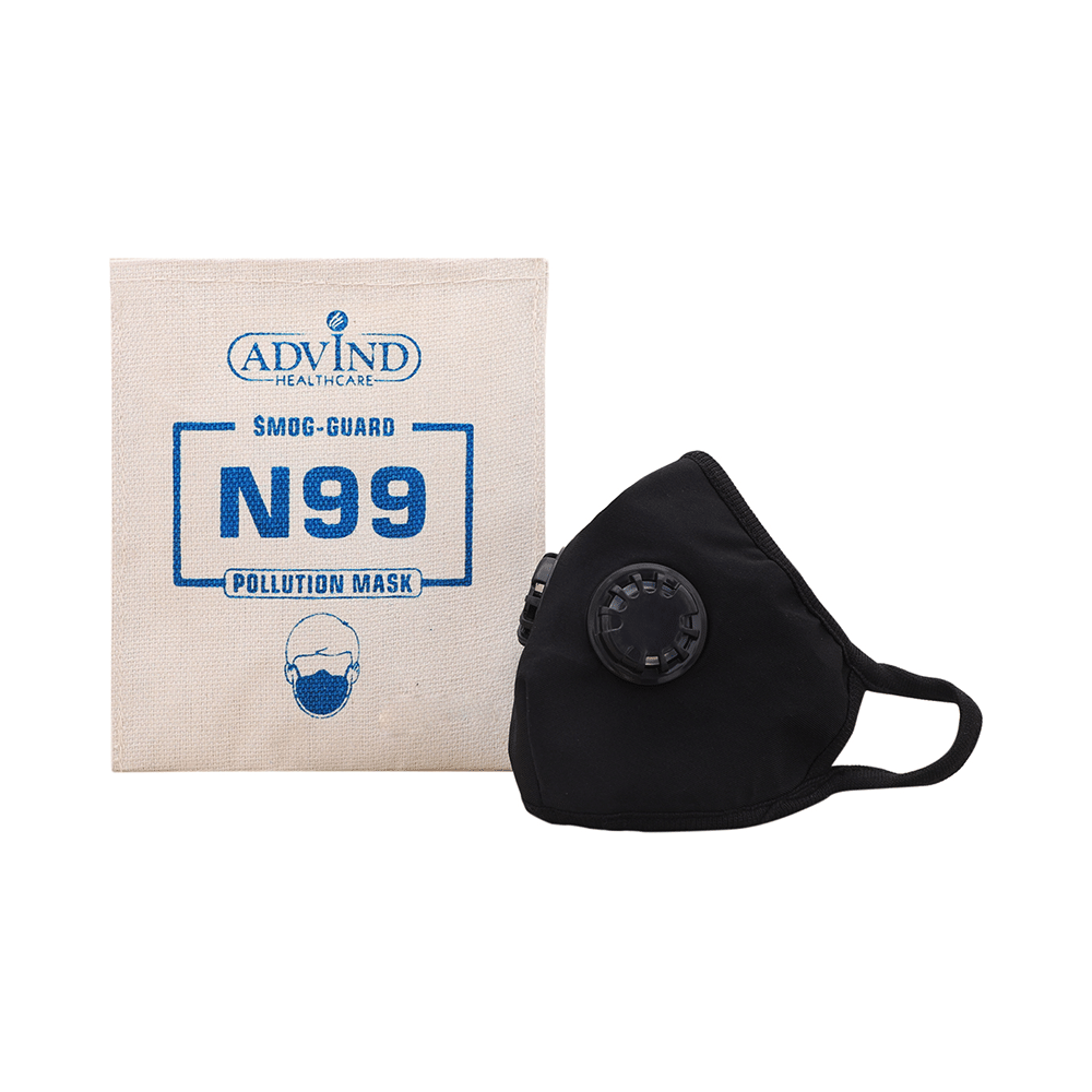 Advind Healthcare Smog Guard N99 Mask with 2 Valve L-XL Black