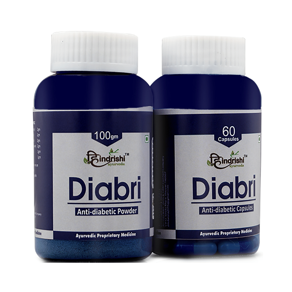 Hindrishi Ayurveda Combo Pack of Diabri 60 Capsule & Powder 100gm - Image 1