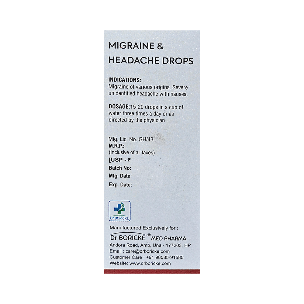 Dr Boricke DB 12 Migraine & Headache Drop - Image 2