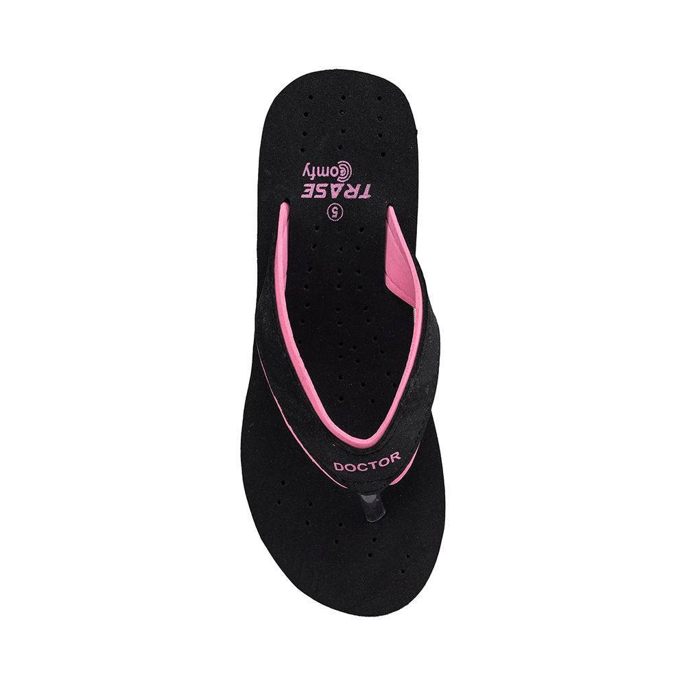 Trase Doctor Ortho Slippers for Women & Girls Light weight, Soft Footbed with Flip Flops 3 UK Pink and Black - Image 6