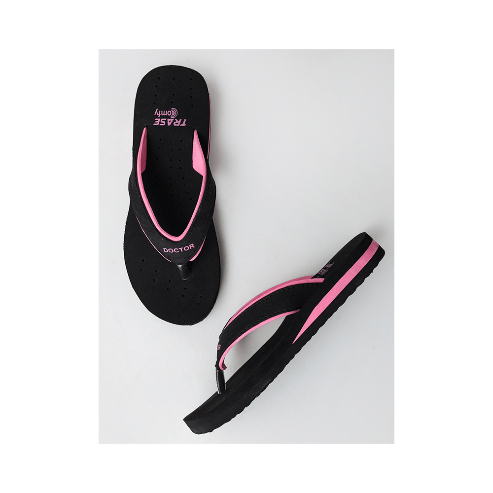 Trase Doctor Ortho Slippers for Women & Girls Light weight, Soft Footbed with Flip Flops 3 UK Pink and Black - Image 11