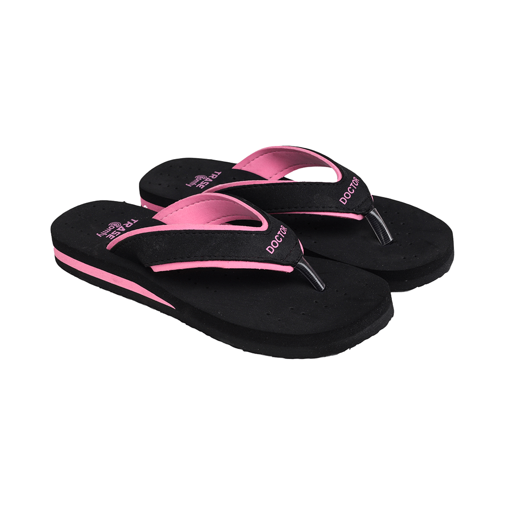 Trase Doctor Ortho Slippers for Women & Girls Light weight, Soft Footbed with Flip Flops 3 UK Pink and Black - Image 1