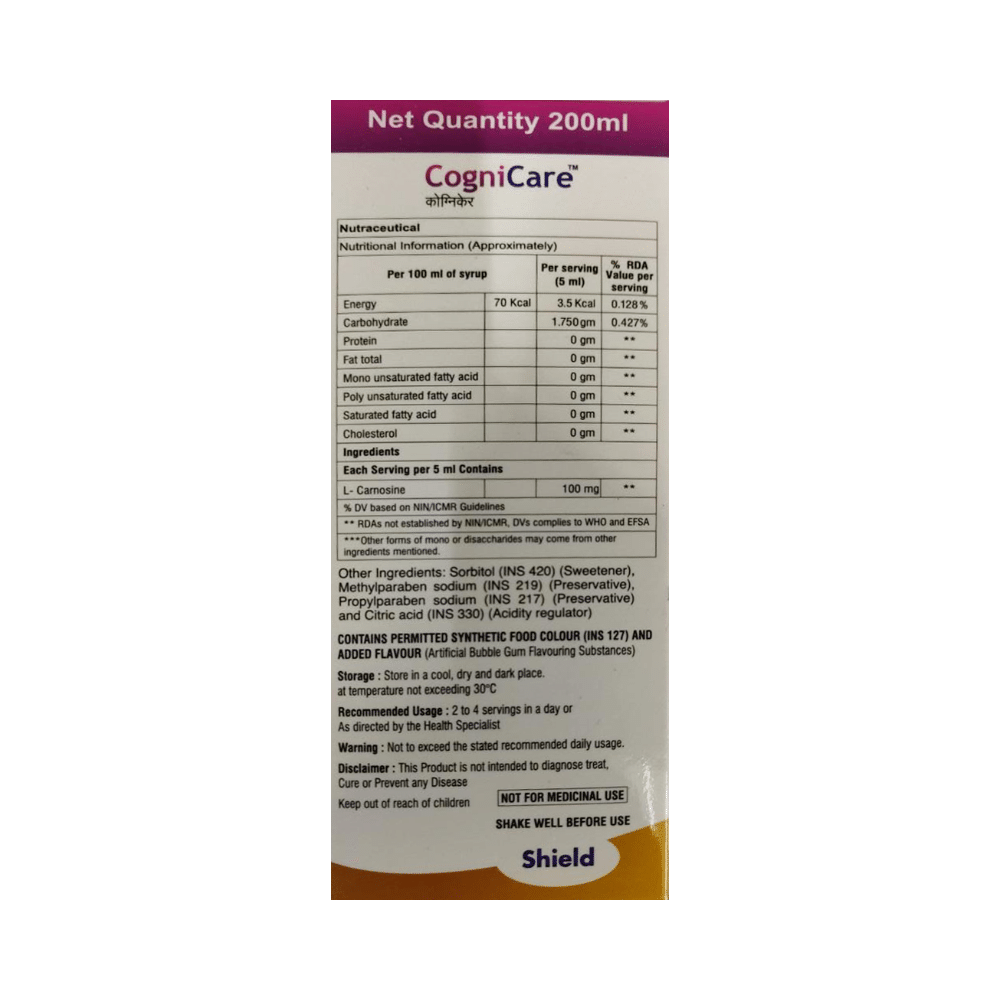 Cognicare L-Carnosine Syrup | Flavour Bubblegum - Image 2